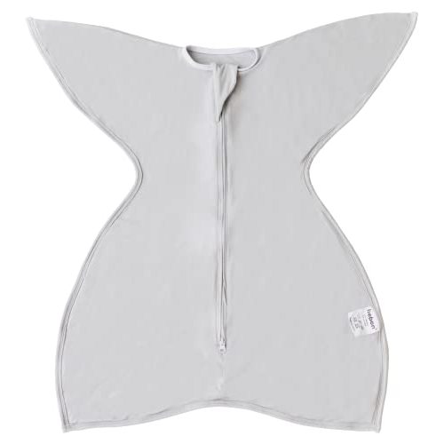 bebon Transition Swaddle - Baby Wearable Blanket - Cozy Sleep Sack, Wrap with 2-Way Zipper - 95% Bamboo Viscose, 5% Spandex (CozyGrey, Small 4-8 Month)
