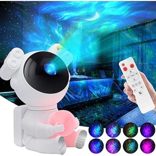 Astronaut Galaxy Projector for Bedroom Kids Adults, 2 in 1 Star Projector Galaxy Night Light with Moon Lamp 8 Colors Effects, Space Light Projector for Room Decor, Boy & Girl Birthday, Christmas