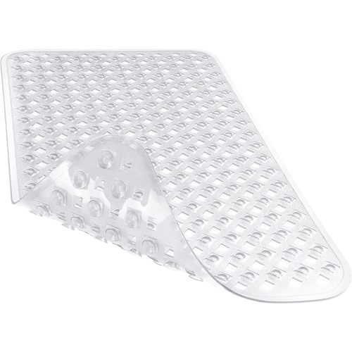 Yimobra Bathtub Mat Non Slip, 27.5x15.5 Inch Shower Mat with Drain Holes Suction Cups, Bath Mats for Inside Shower, Machine Washable, BPA, Latex, Phthalate Free, Clear