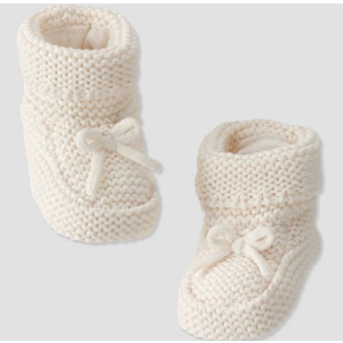 Baby Organic Cotton Knit Sweater Bootie - little planet by carter's Cream 0-3M