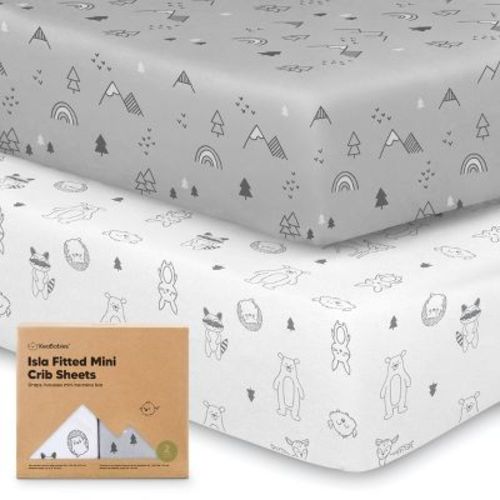 KeaBabies 2-Pack Isla Mini Crib Sheets, Pack and Play Sheets Fitted, Pack N Play Sheets, Fitted Crib Sheet (Pine Grove)
