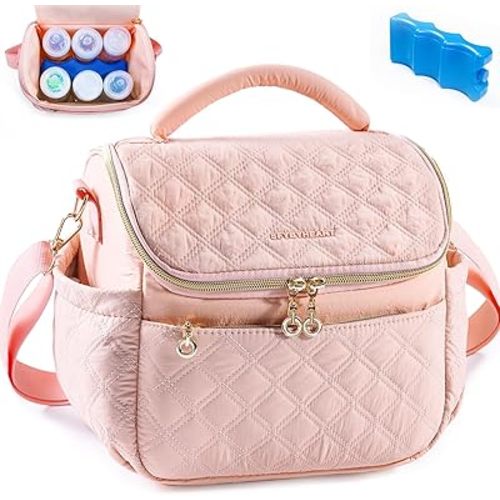 SFYBYHEART Breastmilk Cooler Travel Bag with Ice Pack for 6 Baby Bottles Up to 9 Ounce - Insulated Bottle bag for Daycare - Breastmilk Storage Bag - Baby Bottle Cooler Bag - Bottle Holder