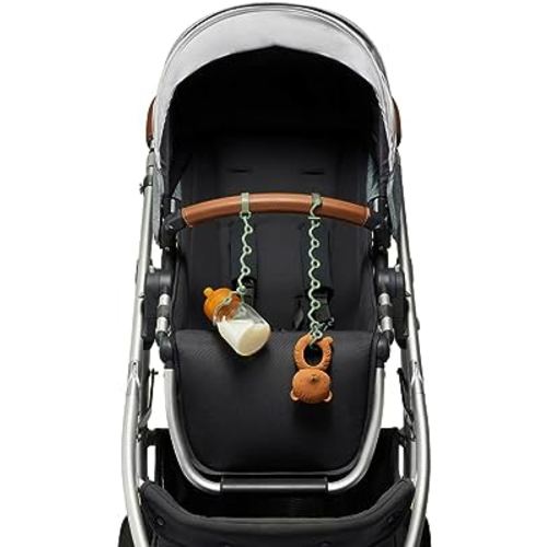 Fun Strap - Toy Safety Strap, Food-Grade Stretchable Silicone, No More Toys, Bottle and Pacifier Floor Drop from Stroller, car seat and highchair. 2-Pack (Cambridge Blue)