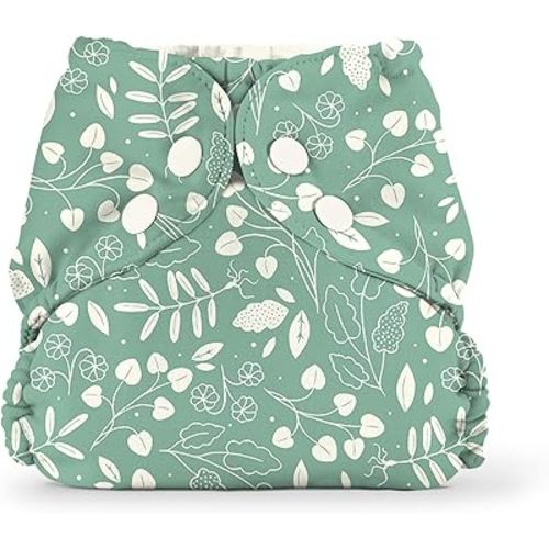 Esembly Cloth Diaper Outer - Waterproof Cloth Cover and Reusable Swim Diaper, Breathable Layer Over Absorbent Inner for Blowout-Proof Diapering - Size 2 (18-35 lbs), Botany