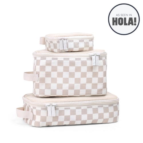 Pack Like A Boss™ Packing Cubes - Taupe Checkerboard