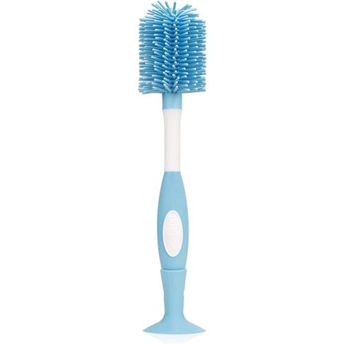 Dr. Brown's Soft Touch No Scratch Baby Bottle Cleaning Brush Nipple Cleaner with Stand and Storage Clip, BPA Free, Blue 1-Pack