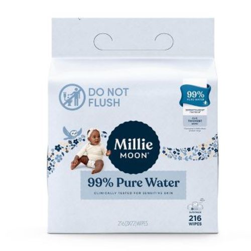 Millie Moon 99% Pure Water Baby Wipes - 216ct