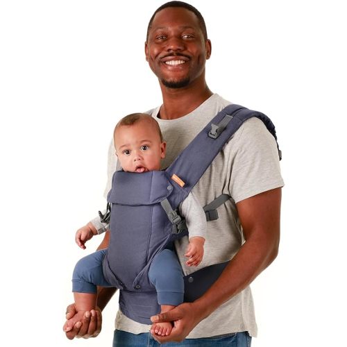 Beco Baby Carrier Gemini Newborn to Toddler - Front, Back and Hip Seat Carrier, Baby Carrier Backpack & Baby Front Carrier with Adjustable Seat, Ergonomic Baby Holder Carrier 7-35lbs (Blue Linen)