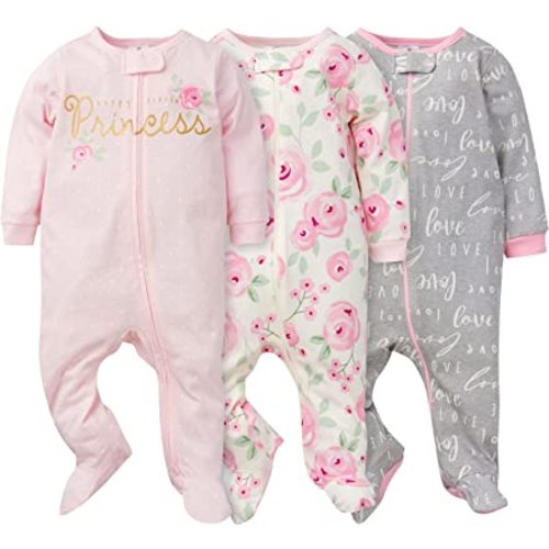 Gerber Baby Girls' 3-Pack Sleep 'N Play