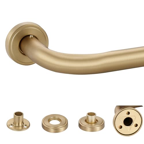 Warm Gold Wrap Around Curtain Rod, 1 Inch Diameter, 28 to 86 Inch, Adjustable Blackout Curtain Rod with Zinc Alloy Double-deck Finials and Aluminum Center Brackets