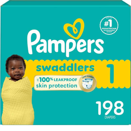 Pampers Baby Diapers - Swaddlers - Size 1, 198 Count, Ultra Absorbent Disposable Infant Diaper