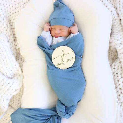Solid Dusty Blue Bamboo Knit Swaddle Blanket