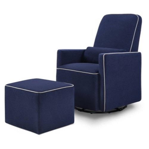 DaVinci Olive Glider and Ottoman, Color: Navy/Gray Piping