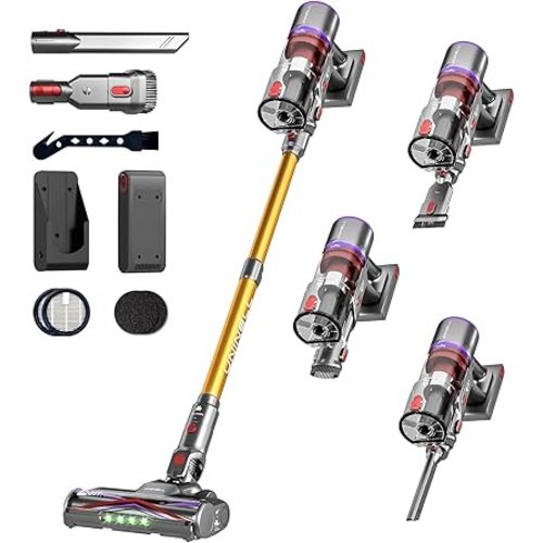UNINELL HOME Cordless Vacuum Cleaner, 48000Pa 550W 65Mins Vacuum Cleaners for Home,LED Touch Display, Anti-Tangle Stick Vacuum Self-Standing, Vacuum Cordless Rechargeable for Pet Hair/Carpet
