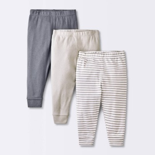 Baby 3pk Cotton Pants - Cloud Island™ Gray, Size: 0-3M