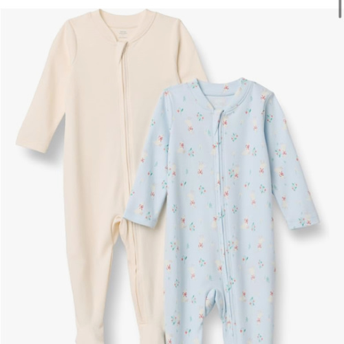 Amazon Essentials x Sofia Grainge Unisex Babies' Cotton Footed Sleep and Play Bodysuit, Pack of 2