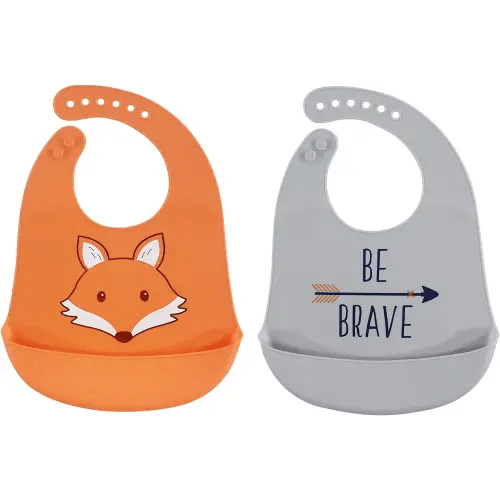 Hudson Baby Unisex Baby Silicone Bibs, Fox, One Size