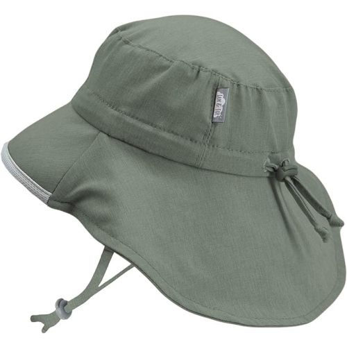 JAN & JUL Adjustable Quick Dry Infant Swim Hat Boys Girls with UV Protection (S: 0-6 Months, Army Green)