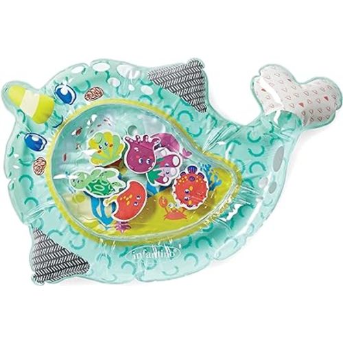 Infantino Jumbo Pat & Play Water Mat, Sea-Themed Mess-Free Water Play for Babies, Supports Tummy Time and Motor Skills Development, Multicolor, 3M+
