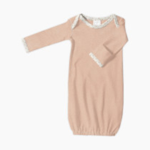 SwaddleDesigns Cotton Knit Long-sleeve Pajama Gown with Mitten Cuffs - Heathered Peach Blush, Newborn (0-3 Months)