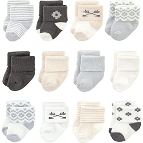 Hudson Baby Baby Girls' Cotton Rich Newborn and Terry Socks