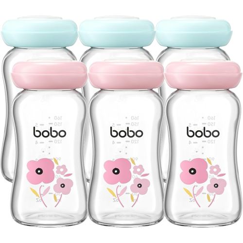 YOHKOH Glass Breast Milk Storage Bottles - 100% Leak-Proof, BPA-Free Breastmilk Storage Containers, Freezer & Dishwasher Safe, Ideal for Nursing Mothers (Multicolor, 5.4oz (Pack of 6))