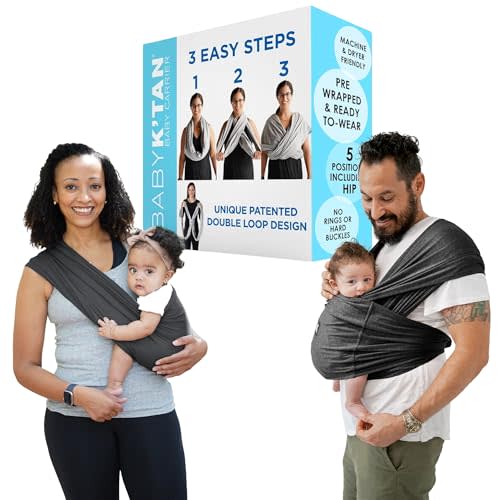 Active Yoga Baby K'tan Baby Carrier Wrap: #1 Easy Pre-Wrapped Baby Sling | Soft Yoga Fabric | UVA/UVB Infant Sun Protection | Breathable Quick Drying | Newborn to Toddler up to 35lb (See Size Chart)