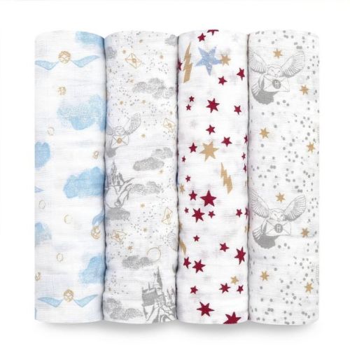 Aden By Aden + Anais Muslin Swaddle Reversible Blankets Harry Potter Iconic - 4pk