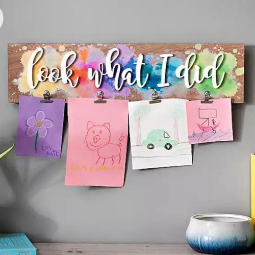 Splattered Look What I Did Plaque with Clips | Kirklands Home