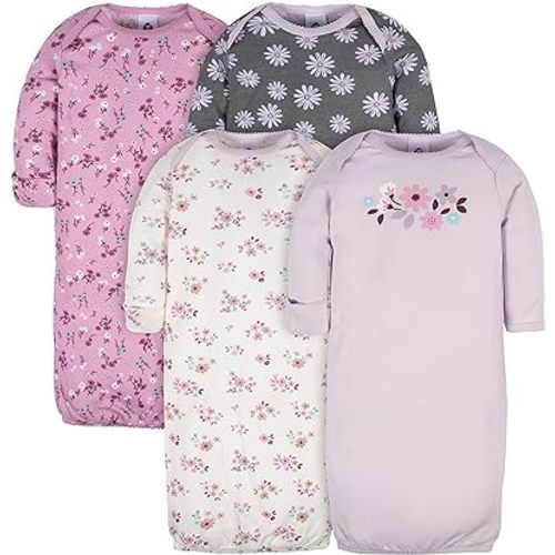 Gerber Baby Boy and Girls 4-Pack Sleeper Gown - Lavender