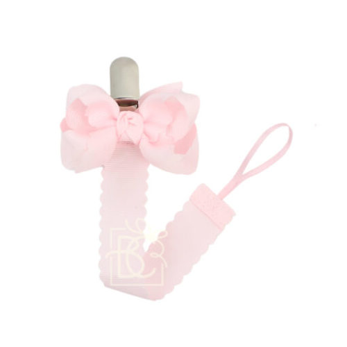 Powder Pink Scalloped Pacifier Clip - Beyond Creations - Hair Bows and Accessories