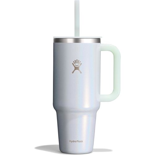 Hydro Flask 40 Oz Travel Tumbler with Handle, Lid and Straw - Insulated Stainless Steel in 40 Oz Glimmer Blue