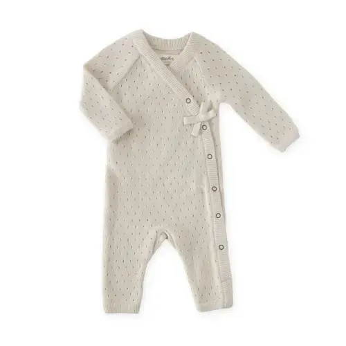 Newborn Knit Kimono Romper in Natural