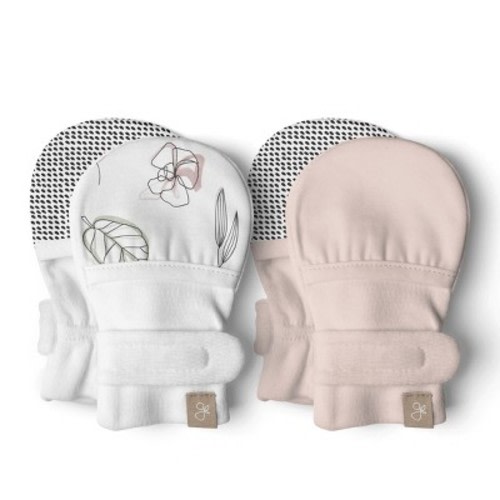 Goumi Stay On Baby Mitts, Color: Abstract floral + rose, Size: 3-6m