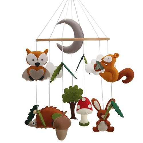 Woodland Mobile for Crib - A Neutral Colorful high Contrast Forest Creatures Crib Mobile to go with Woodland Nursery Décor