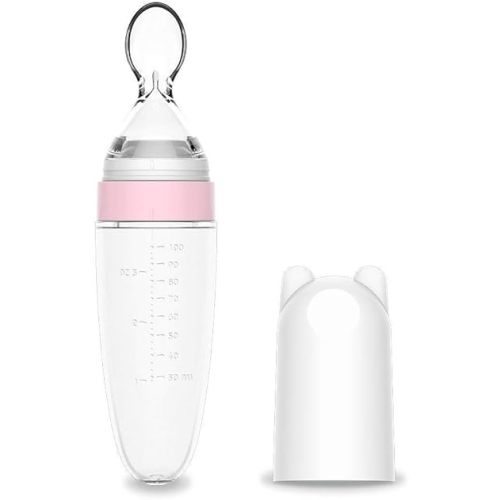 Silicone Squeeze Feeding Spoon, Baby Food Dispensing Spoon With Dust Cover, BPA Free