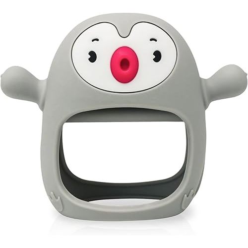 Teething Toy for Infants & Babies, Teethers for Babies 3-6 Months, Baby Teethers 0-6 Months, Teething Toys 6-12 Months, TotCo Never-Drop Baby Teething Toy, Grey