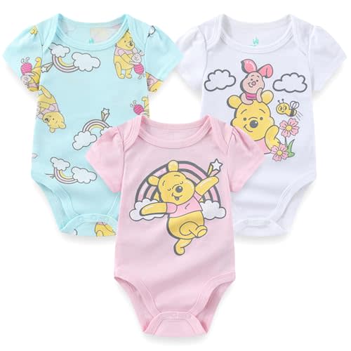Disney Winnie the Pooh Baby Girls 3 Pack Bodysuits for Infants