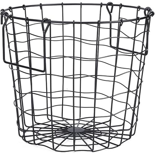 Round Black Iron Laundry Basket with Handles, Modern Style for Laundry Room Storage
