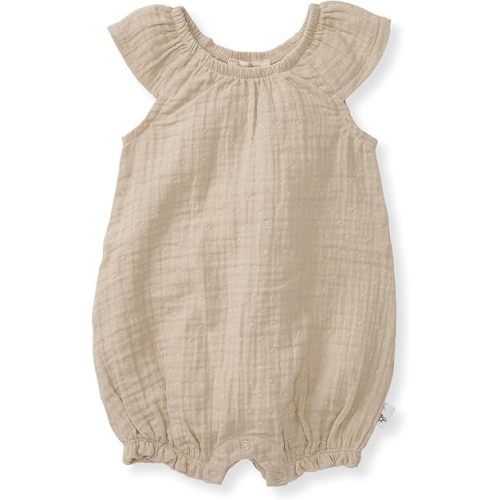 Burt's Bees Baby baby-girls Bubble Romper, 100% Organic Cotton One-piece Bubble Shortall and Layette Set Girl Outfit