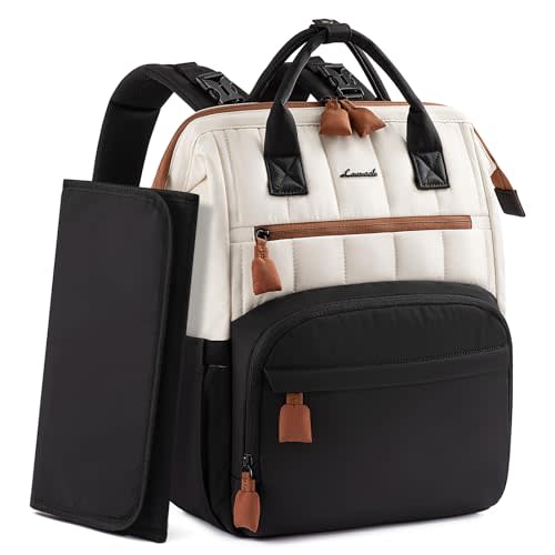 LOVEVOOK Puffer Diaper Backpack, Lightweight Baby Bag with Changing Pad, Diaper Bag for Mom Dad with Stroller Buckles