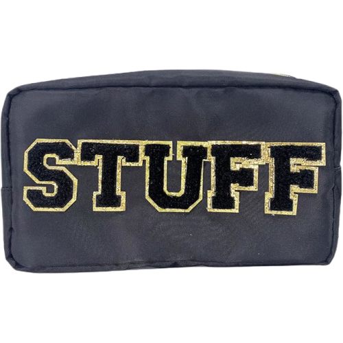 Chenille Letter Bag Nylon Cosmetic Bag with Varsity Patch Makeup Pouch Bag Bridesmaid Gift Toiletry Bag For Travel