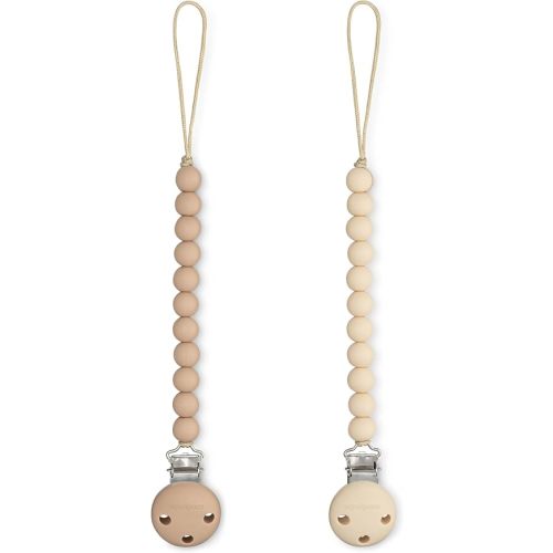 Comfy Cubs Pacifier Clips 2 Pack - 100% Food Grade Silicone Baby Pacifier Clips, BPA & PVC Free - CPSIA Certified, Lightweight and Flexible Baby Gifts - Beige & Light Beige