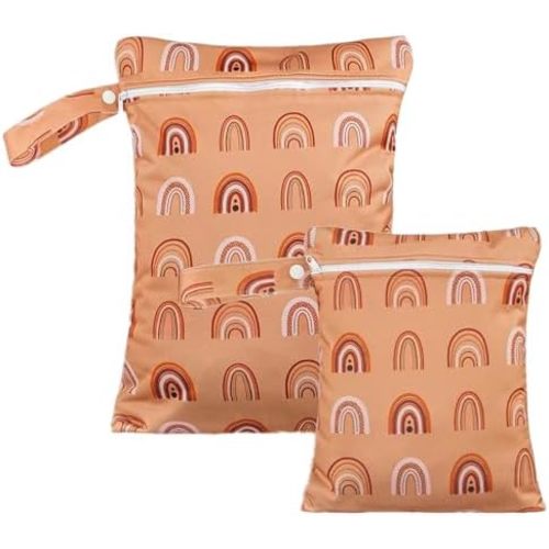 2 Sizes Wet Bags, Waterproof Storage Bag for Baby Diapers and Pump Parts, Reusable Diaper Bag with Zippered Pockets and Handle, Travel Bags, Beach, Pool, Gym Bag for Swimsuits & Wet Clothes, Set of 2