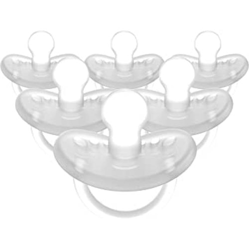 Evenflo Feeding Balance Plus Stage 2 Orthodontic Baby, Newborn and Infant Pacifier - Developed with Pediatric Feeding Specialists - 6 Months+, Clear (Pack of 6)