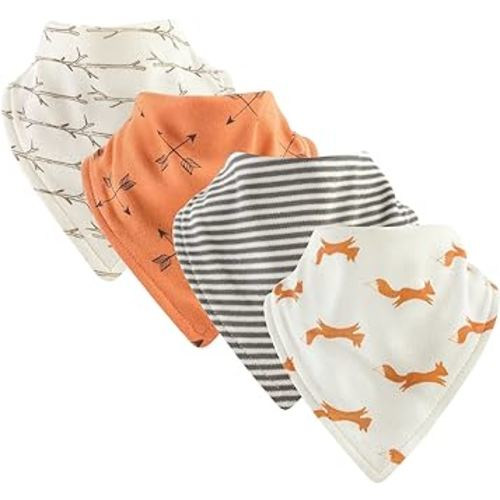 Touched by Nature Unisex Baby Organic Cotton Bandana Bibs, Fox, One Size