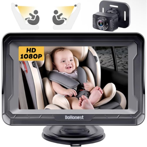 DoHonest Baby Car Camera HD 1080P - Rear-Facing Car Baby Monitor with Night Vision, Adjustable View Angle, Easy Setup, Anti-Glare Display, Safety for Kids & Infants