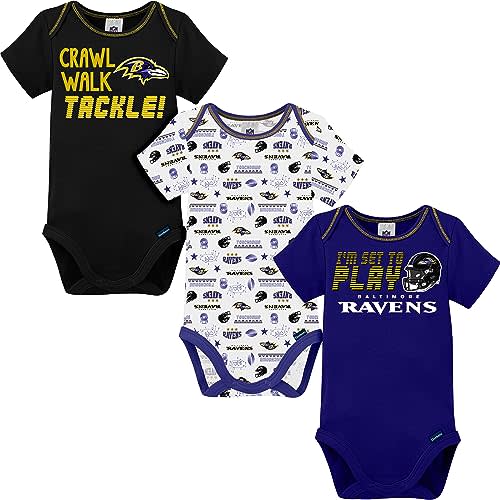 Gerber Baby NFL Team 3 Pack Short Sleeve Onesie Bodysuit