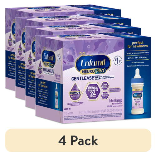 (4 pack) Enfamil NeuroPro Gentlease Liquid Baby Formula, For Premium Digestive Support, 2 Fl oz Bottle, 6 Count