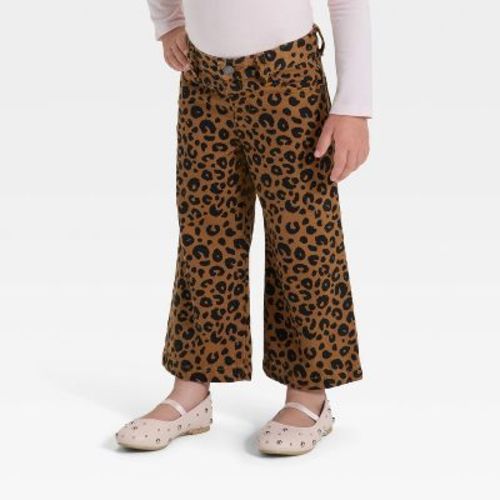 Toddler Girls' Animal Print Wide Leg Denim Pants - Cat & Jack™ Beige